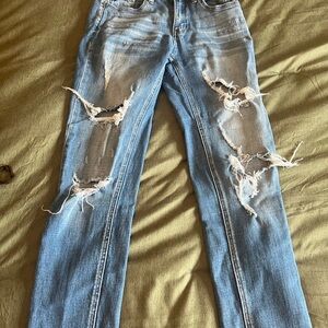 Distressed Blue Jeans
